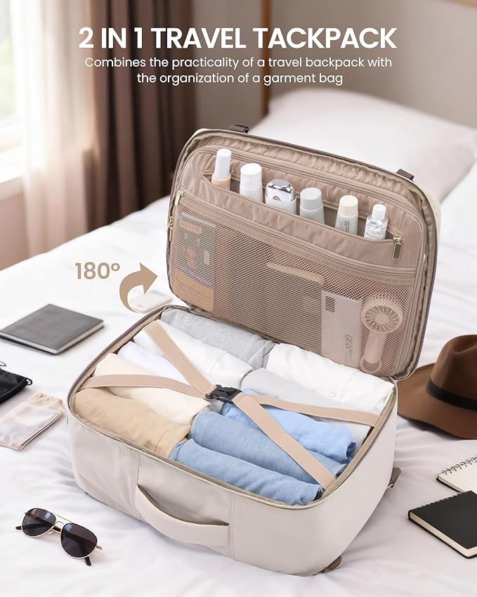 LOVEVOOK 50L Travel Backpack for Women Men with Garment Bag, Airline Approved Carry on Luggage Travel Essentials with 3 Packing Cubes, TSA Overnight Bags Weekender Essentials Backpacks fits 17" Laptop