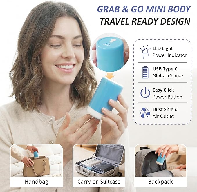 Cozy Essential Travel Vacuum Storage Bags with Rechargeable Cordless Electric Pump, Space Saver Bags for Luggage, Suitcase, Carry-On, for Clothes, Blankets, Comforters, Pillows, 15 Combo