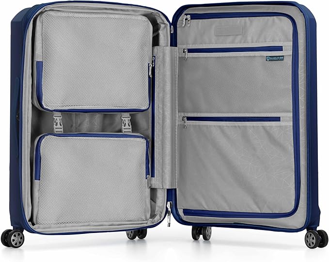 Traveler's Choice Pagosa Hardshell Expandable Luggage with Spinner Wheels, Navy, 2-Piece Set (22/26)