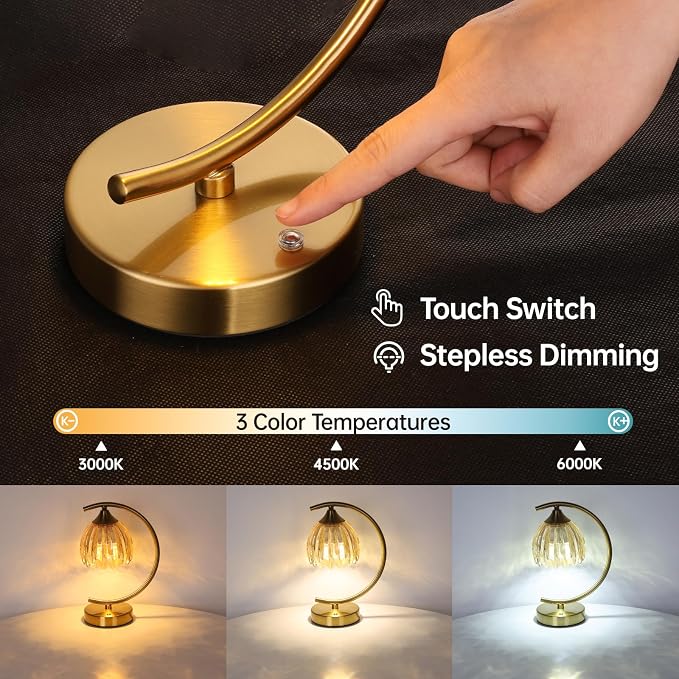 Shenmoyl Set of 2 Tulip Table Lamp, 5200mAh Cordless Touch Control Table Lamp with 3 Color Temps & Stepless Dimming, Rechargeable Battery Table Lamp for Living Room, Bedroom, Shelf (Amber Tulip)
