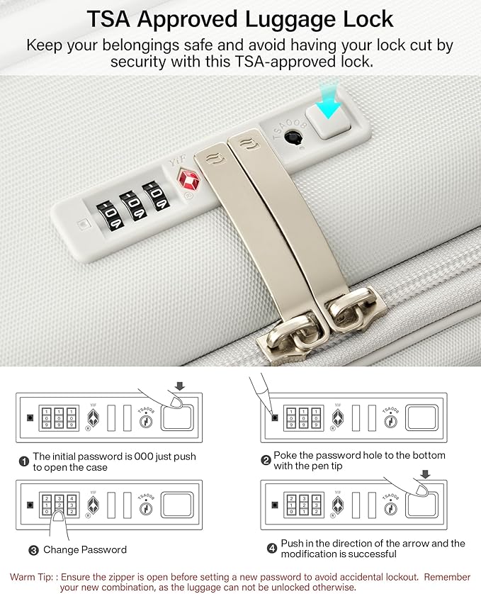MILADA 24 Inch Checked Luggage, Expandable Hardshell Suitcase with 360° Spinner Wheels & TSA Lock, Lightweight Medium Rolling Luggage for Men and Women Travel, White