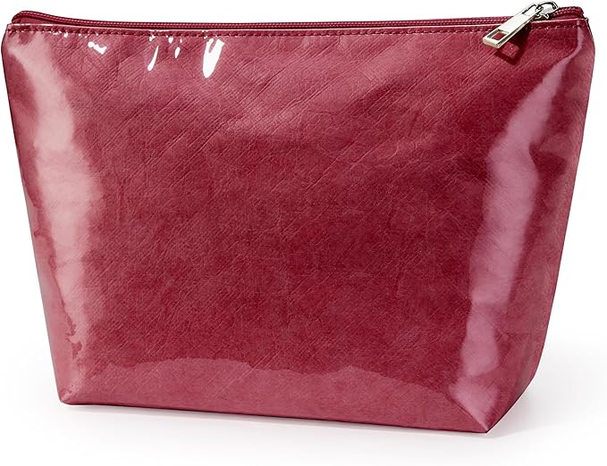 WLLWOO PVC Waterproof Makeup Bag Kraft Paper Cosmetic Bag Travel Toiletry Zipper Pouch Organizer for Women Purse