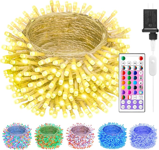 Minetom Color Changing String Lights,22 Colors 100 LED 33FT Outdoor Indoor Waterproof with Remote, Twinkle Christmas Lights, Plug in Fairy Lights for Halloween Easter Valentine's Xmas Party Decor