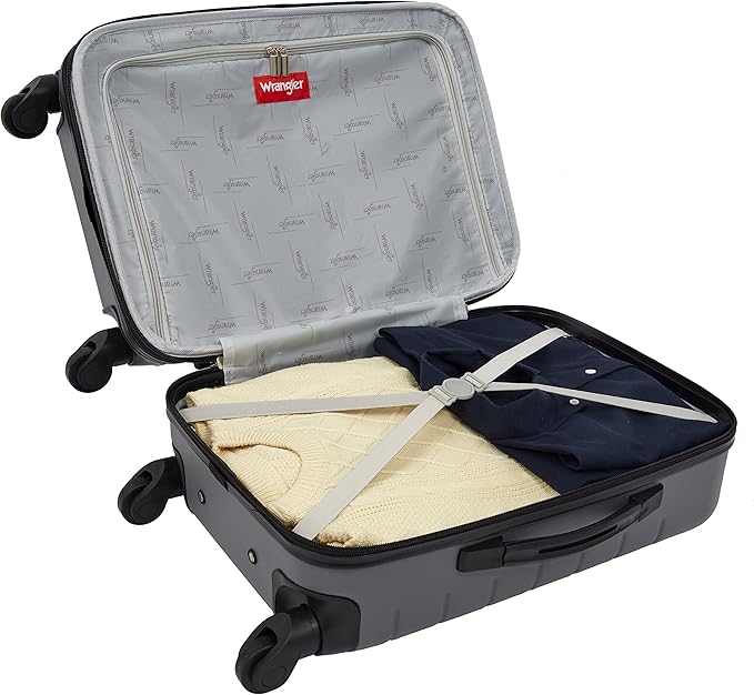 Wrangler Smart Spinner Hardside Luggage, 22-Inch Carry-On, Quiet Shade