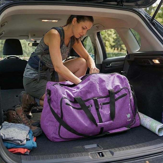 Bago Medium Duffle Bag for Travel Women & Men. Durable Lightweight Foldable Travel Duffel Bags For Traveling Women. 60L Duffle Bags For Overnight Bag With Shoe Compartment Collapsible Weekender duffel