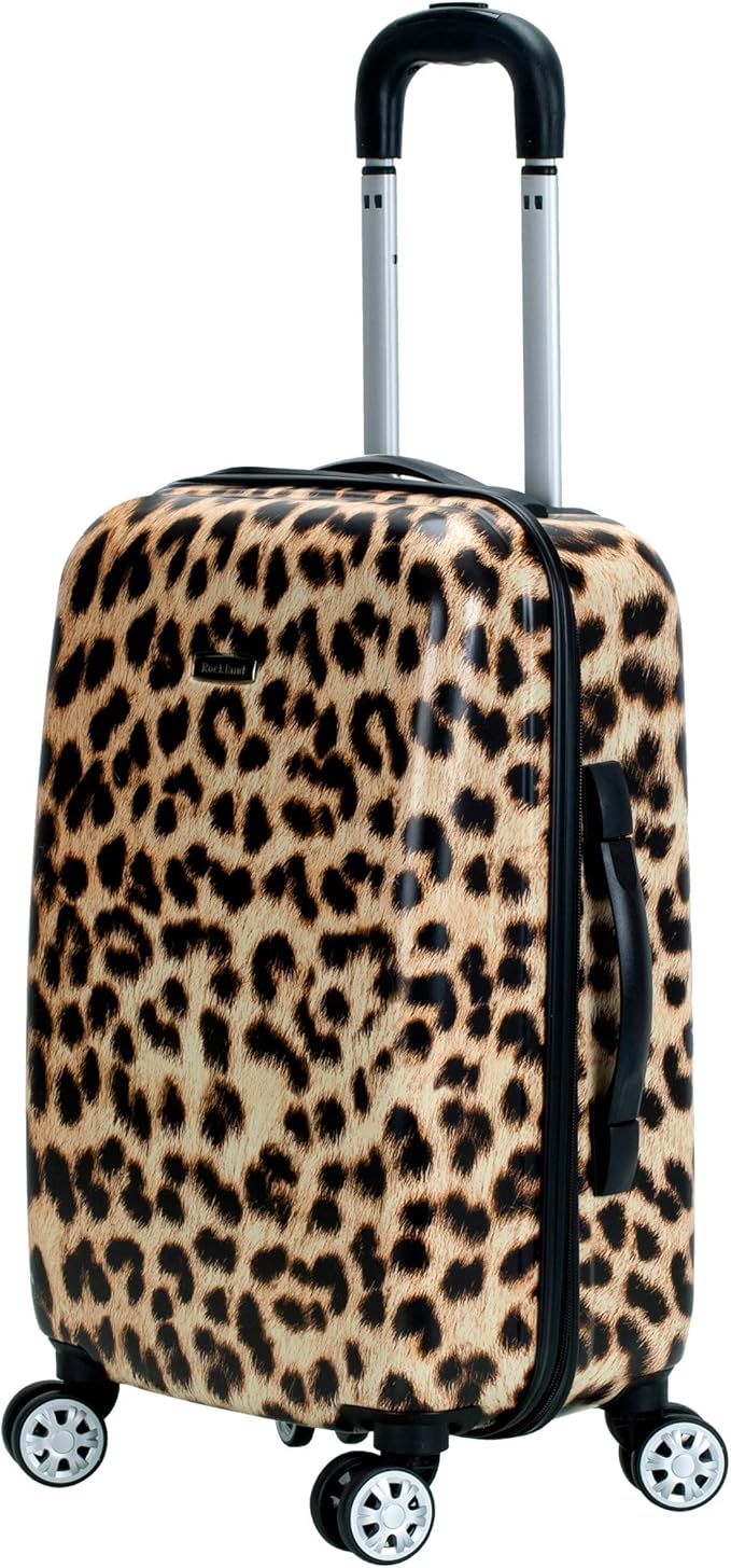 Rockland Safari Hardside Spinner Wheel Luggage, Leopard, 3 Piece (20"/24"/28")