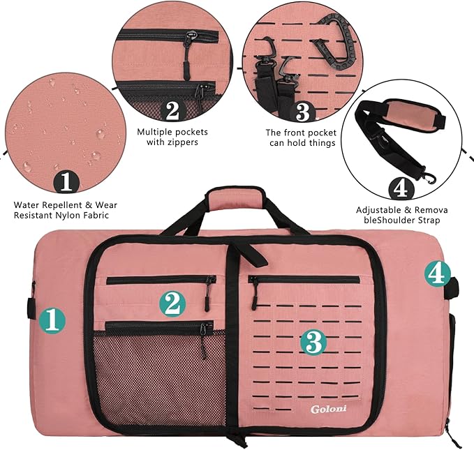 Foldable Travel Duffle Bag for Men Women, Waterproof with Shoe Compartment, 80L 120L Large Collapsible Luggage Bag, Lightweight Packable Duffel for Travel Sports Gym Airline Carry On Checked Bag
