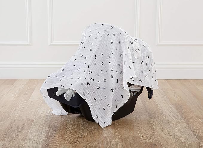 American Baby Company 100% Cotton Muslin Swaddle Blanket (47" x 47"), Soft, Breathable & Lightweight, Gray Stars/Moon, for Boys and Girls, Perfect for Swaddling, Travel and Gifting