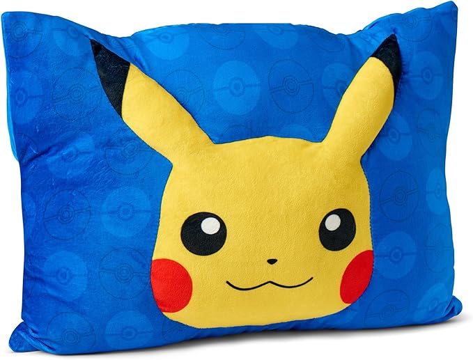 Northwest Pokémon Pika Pika Pikachu Plush Blanket 50" x 60" with 3D Plush Pocket Pillow 14" x 20" - Soft Pokemon Gifts for Boys and Girls- Comfy and Cozy Blanket Set