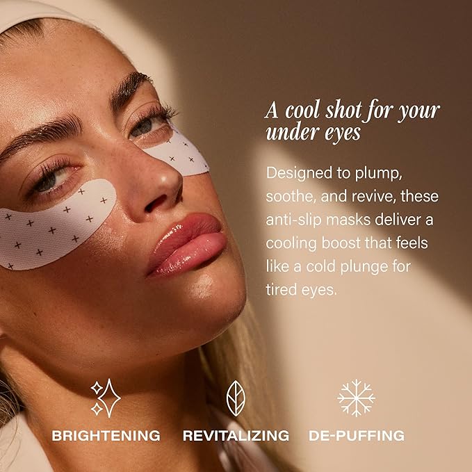 + Lux Unfiltered Cooling Under Eye Patches - Anti-Slip Caffeine Infused Korean Eye Mask - Reduces Puffiness, Brightens, & Hydrates Skin - Fragrance Free, Vegan, & Cruelty Free - 10 Count (Pack of 2)