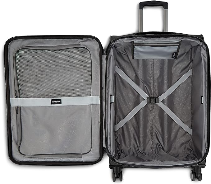 Samsonite Ascella 3.0 Softside Expandable Luggage with Spinners, Black, 2PC SET (Carry-on/Medium)