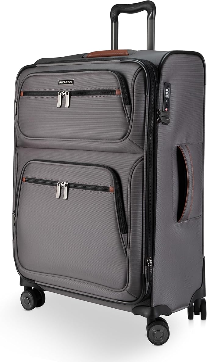 Ricardo Beverly Hills Montecito 3.0 Softside Luggage Collection – Expandable Suitcases with Wheels and TSA Lock, 25" Medium Check-in, French Gray