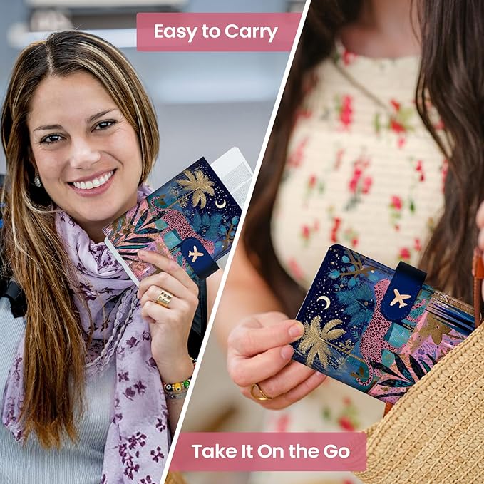 Passport Holder for Travel Essentials, RFID Blocking Leather Cover Wallet with Magnetic Closure, Aesthetic & Cute Passport Book Case for Women and Men - Cheetah