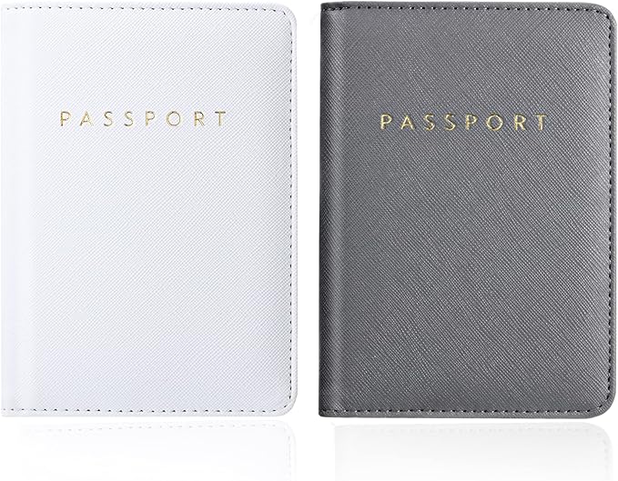 2 Pcs Passport Cover Holder for Travel Waterproof Leather Passport Wallet Case Book Travel Cruise Essentials for Women Men | 2 Pieces, Bridal, Holder, Waterproof, Holder Covers, Travel Wallet
