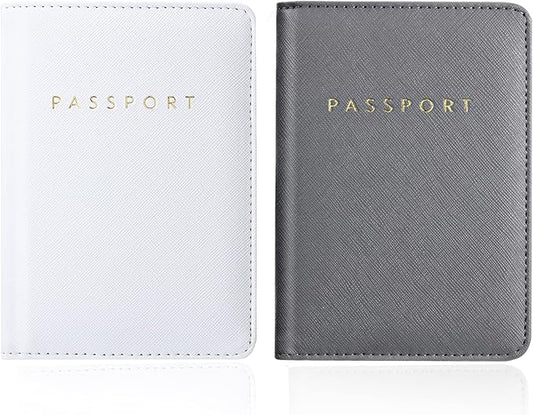 2 Pcs Passport Cover Holder for Travel Waterproof Leather Passport Wallet Case Book Travel Cruise Essentials for Women Men | 2 Pieces, Bridal, Holder, Waterproof, Holder Covers, Travel Wallet