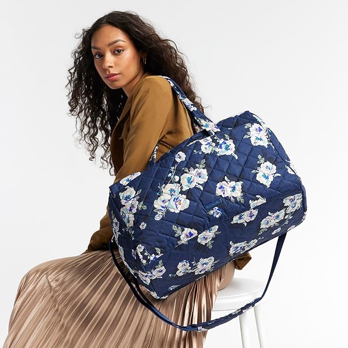 Performance Twill Medium Travel Duffle Bag, Blooms and Branches Navy