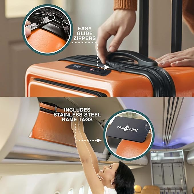 Luggage Sets 3 Piece, 20 Inch Carry on Luggage and 24 Inch Suitcases with Wheels Spinner, Durable Hard Shell Suitcase Set, Expandable Travel Suitcase, Orange