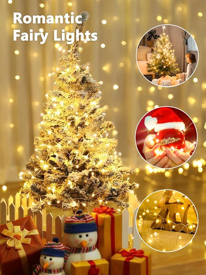 4 Pack Fairy Lights Battery Operated with Remote 120 LED 40 FT Warm White | Twinkle String Light with 8 Modes Timer and IP44 Waterproof for Indoor Outdoor Wedding Anniversary Birthday Party Decorations