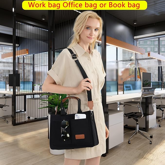 ZHMO Canvas Tote Bag for Women,Women's Bags Crossbody Bags Work Laptop Tote Bag Large Handbags Purse for Travel Nurse Teacher