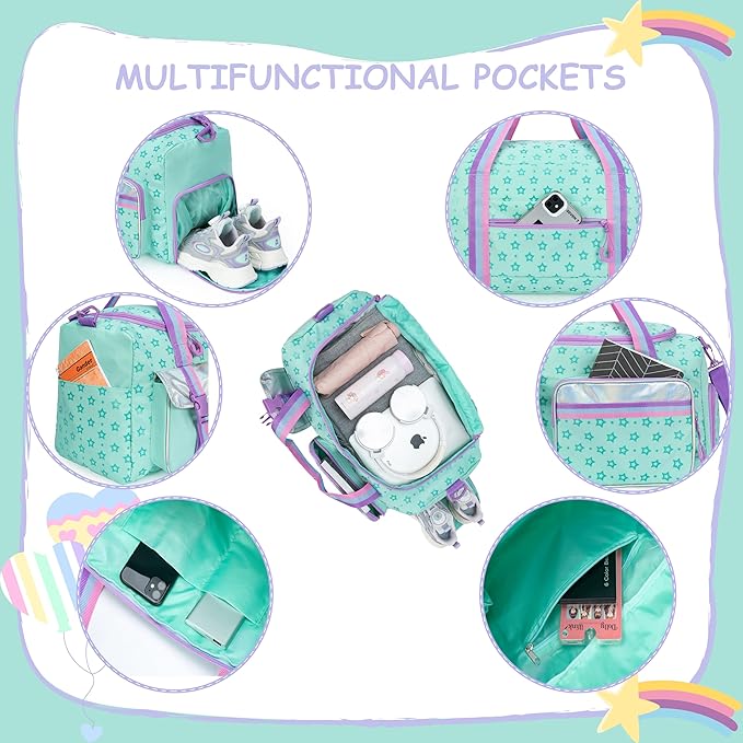 Kids Duffle Bag Girls Women Travel Overnight Bag for Girls Women Gifts Tote Sleepover Bags for Kids Gym Dance Bags with Shoes Compartment