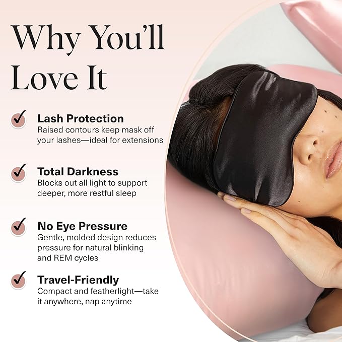 Kitsch Weighted Satin Sleep Mask - Weighted Eye Masks for Sleep and Travel - Lavender Ultra-Soft Sleeping Eye Mask for Women and Men - Light Blocking, Adjustable Strap, (4.1oz/116g)