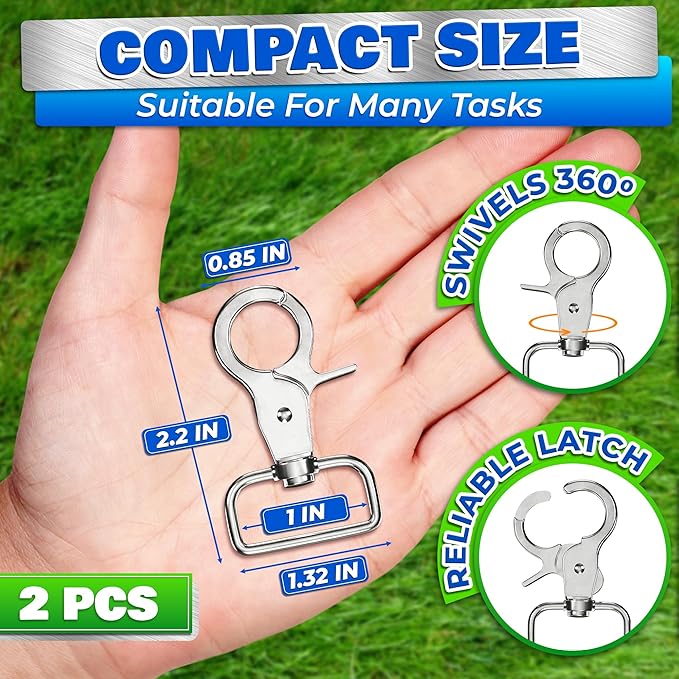 2 Pcs Swivel Snap Hooks – 2.24 Inch Flag Clips for Flagpole Rope – 304 Stainless Steel 360° Rotating Hooks for Dog Leashes, Keychains, Spring Clips | Heavy Duty Hardware for Home, Marine, Pet Use
