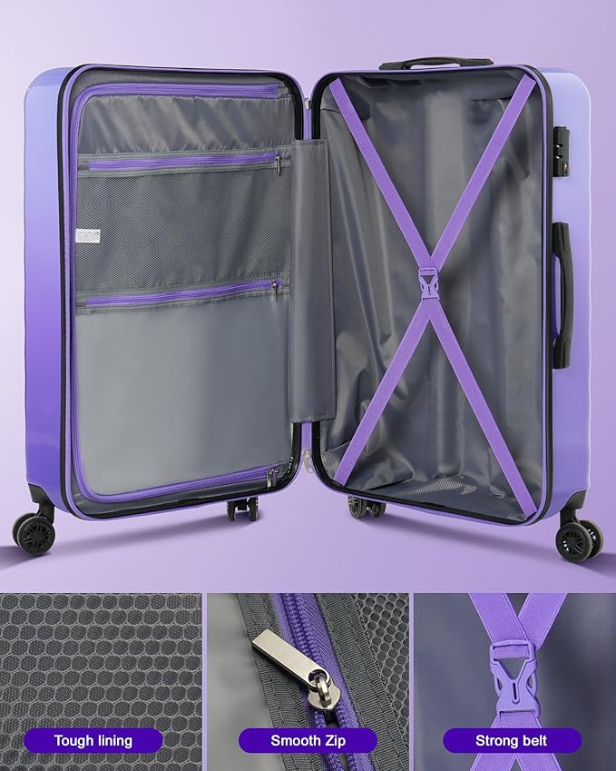 Suitour 20" Carry-on Suitcase Airline Approved, Lightweight Rolling Luggage for Women…