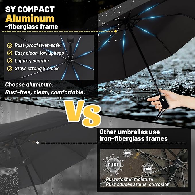 SY COMPACT Travel Umbrella Windproof Automatic Umbrellas Small Compact UV Sun Protection Factory Outlet Umbrella