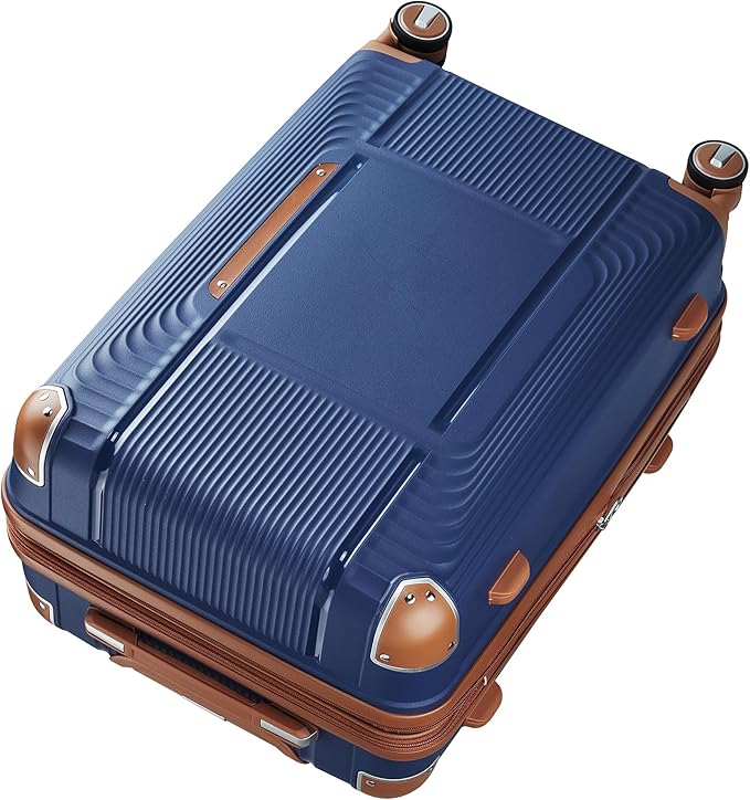 3 Piece Luggage Set PP Hardshell with YKK Zippers, 20/24/28 Inch Suitcases with Detachable Spinner Wheels & Reinforced Corner Guards, Lightweight TSA Lock Nested Set (Navy Blue)