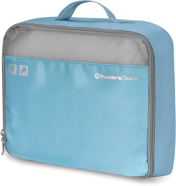 Traveler's Choice Cloverland Packing Cubes, 5-Piece Set, Light Blue
