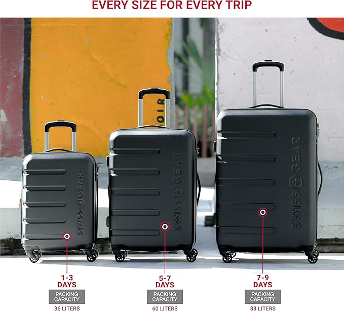 SwissGear 7366 Signature Hardside Expandable Luggage with Spinner Wheels, TSA Lock, Navy, Checked-Medium 23-Inch