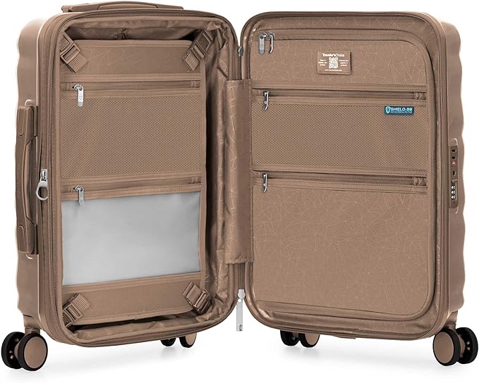 Traveler's Choice Edinburgh II Hardside Spinner Luggage, TSA Lock, Sand, 21" Carry-on