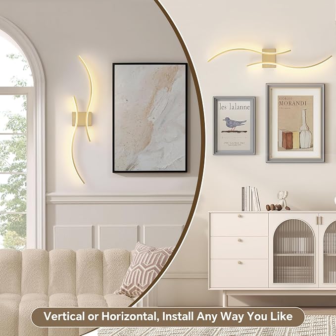 Battery Operated Wall Sconce Set of Two, Dimmable Modern LED Rechargeable Wall Light with Remote Control, Wall Decor for Living Room