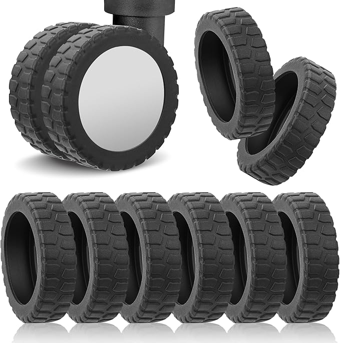 8PCS Luggage Wheel Protector Covers, Silicone Spinner Wheel Covers for Carry On & Rolling Suitcases, 2–2.4 inch Wheels, Quiet Rolling Anti-Noise, Protect Floors & Wheels, Black
