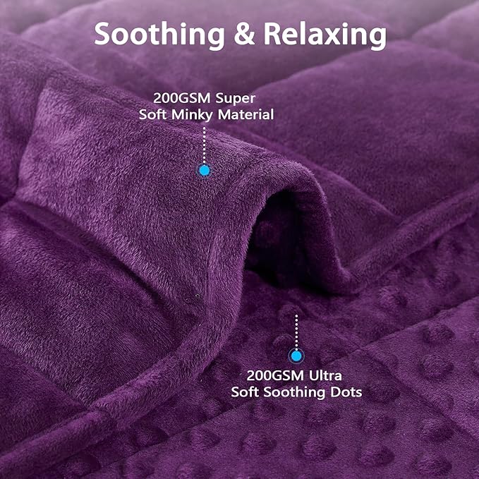 L'AGRATY Weighted Blanket for Adult - 60"x80" 15lbs Minky Dots Heavy Blanket with Glass Beads Soft Breathable for All-Season Summer Fall Winter Thick Comfort for Sleeping