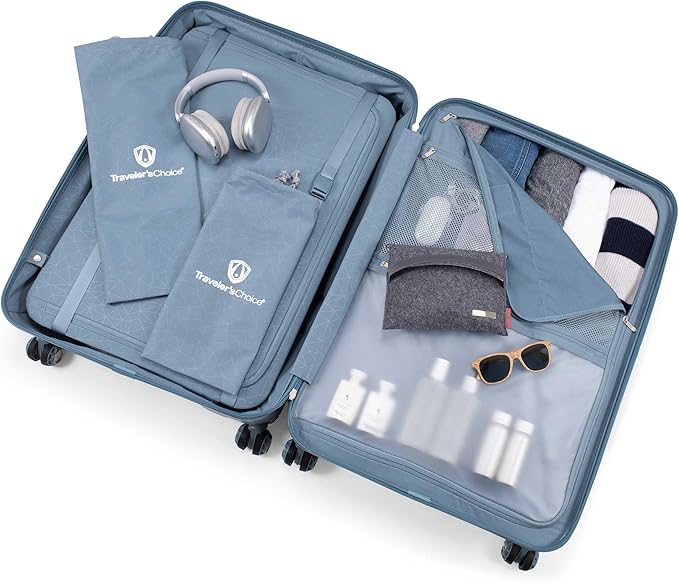Traveler's Choice Ultimax II Polycarbonate Hardside Luggage with Spinner Wheels, Teal, 25-Inch Medium Luggage