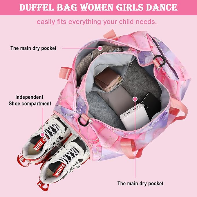 CAMTOP Duffel Overnight Bag Girls Women Dance Sport Gym Travel Tote Weekender Carry-On Bag(Tie Dye)