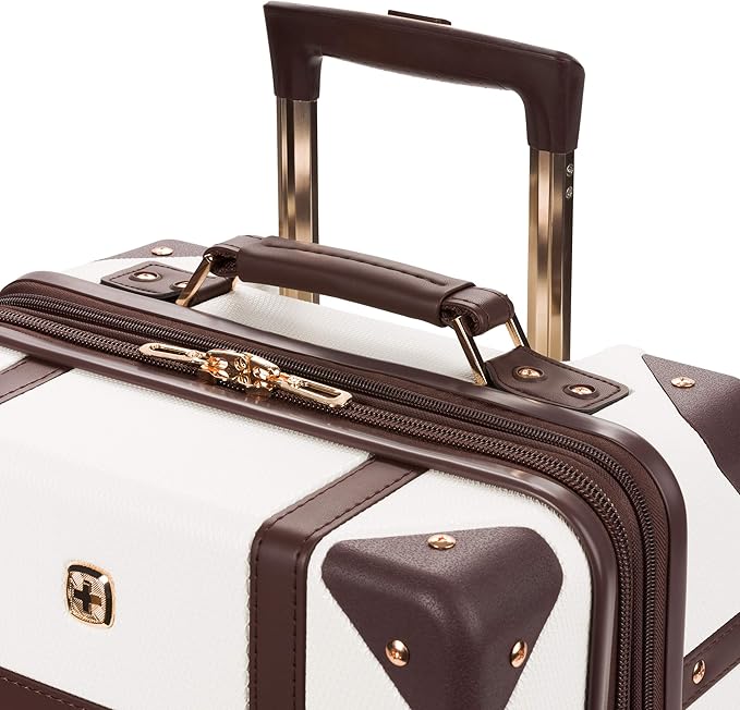 SwissGear 7739 Hardside Luggage Trunk with Spinner Wheels, White, Carry-On 19-Inch