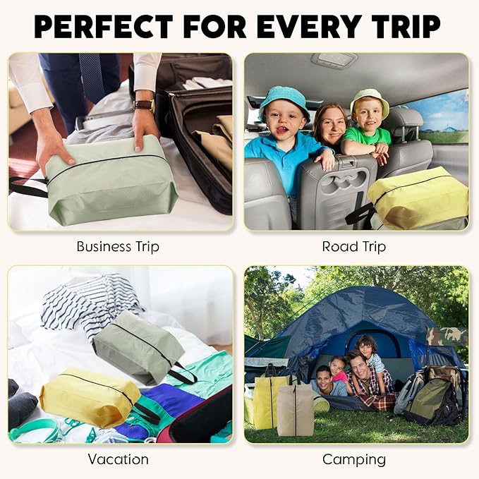 6 Pcs Travel Shoe Bags with Zipper Portable Suitcase Shoe Organizer Packing for Men Women Nylon Multicolor(L,Yellow)