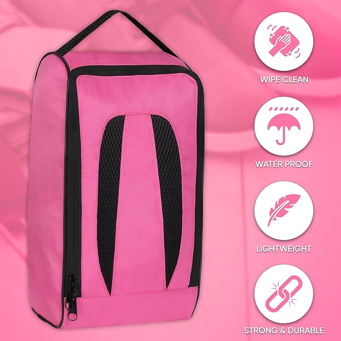 Shoe Bag Waterproof Sports Golf Boot Bag | Odor-Resistant Gym Kit Organiser Storage | Hiking Travel Dust-Proof Storage Bag for Wellington, Cowboy, Football, Rugby, Cricket Shoe (Pink)