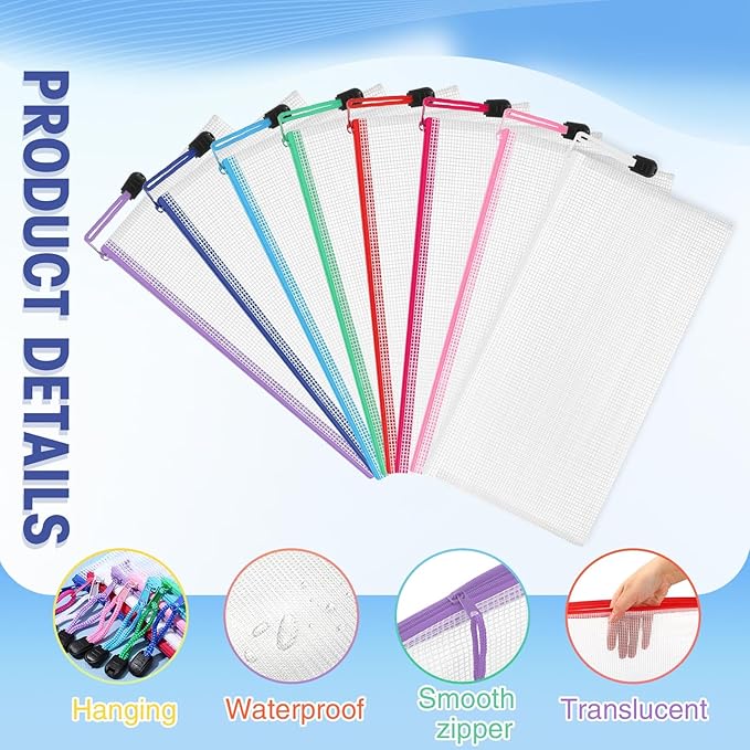 Jetec 32 Pcs Mesh Zipper Bags Toy Storage Bikini Organizer Bag Bolsas Para Guardar Trajes De Bano Waterproof Zipper Reusable Pouch Puzzle Multipurpose for Storage Office(Classic Color,9.5 x 4.5 Inch)
