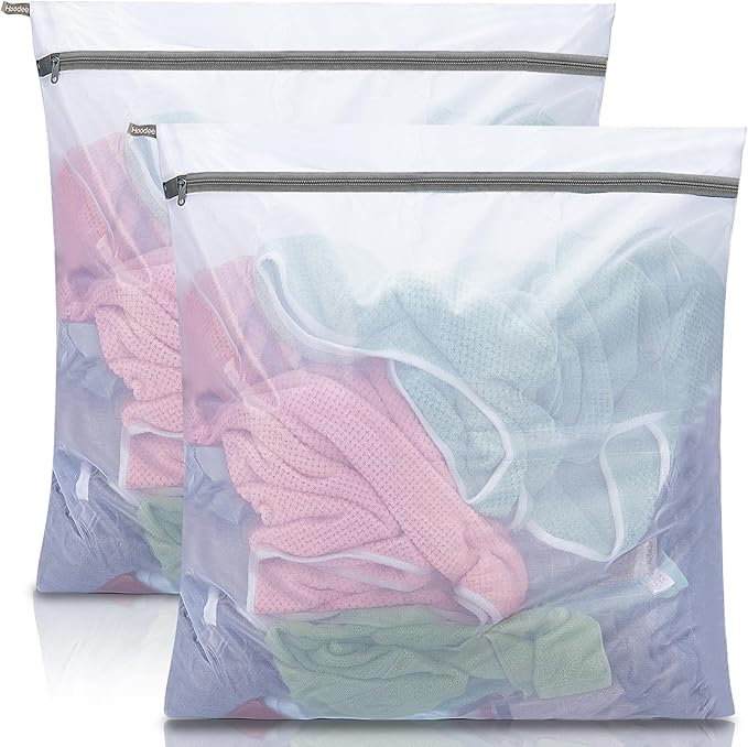 Extra Large Mesh Laundry Bags for Delicates,30"x30" Laundry Bags Mesh Wash Bags for Washing Machine, Delicate Laundry Bag, Travel Clothing Storage Bags for Cruise, Camping, College (2 Pack)
