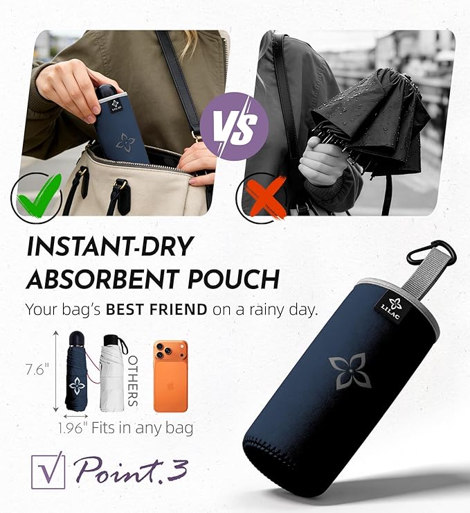 Mini Travel Umbrella for Rain - 43" Large Coverage Small Compact Umbrella, Reinforced Strong Frame, Lightweight Portable Parasol with UPF 100+ UV Protection, Gifts for Adults, Seniors & Students