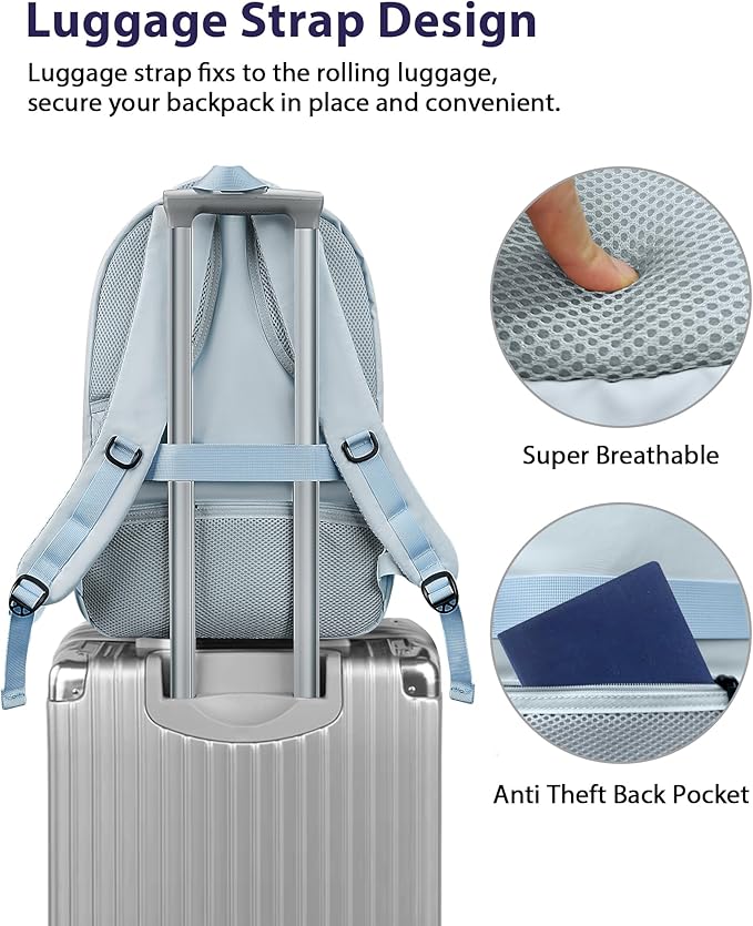 MATEIN 30 L Large Laptop Backpack, Stylish Lightweight Nursing Teacher Work Backpack with Anti Theft Pocket, College Travel Comupter Bag Soft and Comfortable for Daily, Blue Beige