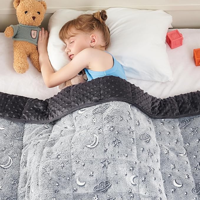 yescool Weighted Blanket 10 Pounds Weighted Lap Blanket, Glow in The Dark Star Heavy Blanket, Warm Minky Weighted Throw Blanket Gifts for 80-110lbs, 40"x60"