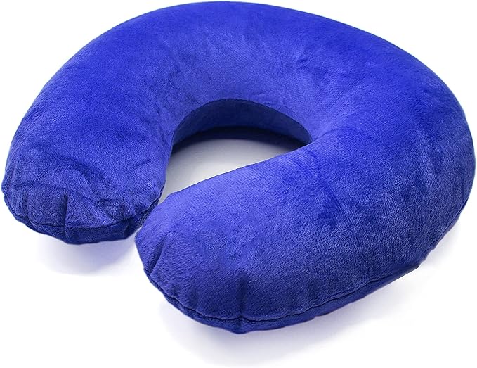Wild Inflatable Travel Neck Pillow, U-Shape with Washable Soft Cover (Blue)