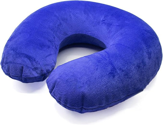Wild Inflatable Travel Neck Pillow, U-Shape with Washable Soft Cover (Blue)