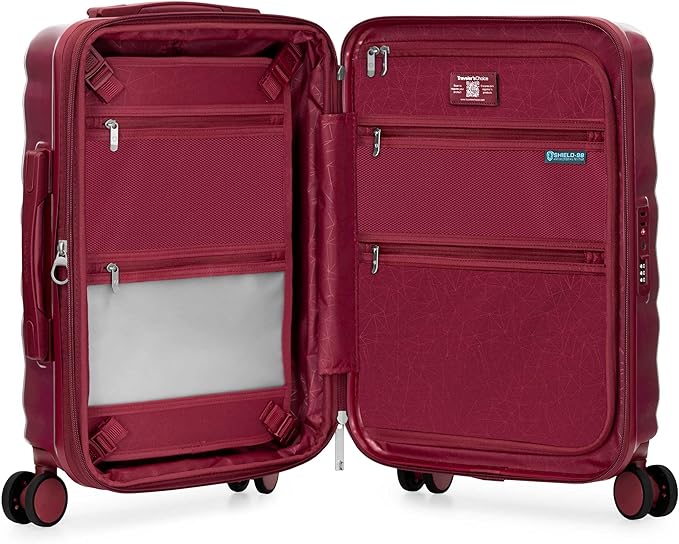 Traveler's Choice Edinburgh II Hardside Spinner Luggage, TSA Lock, Red, 21" Carry-on