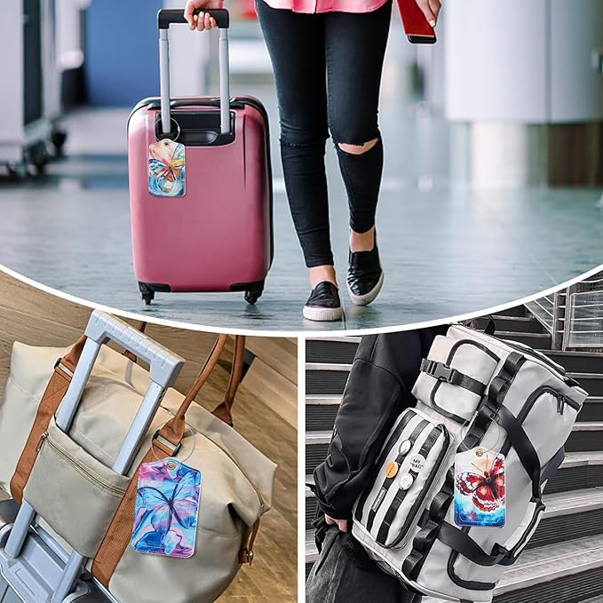 Fishent Luggage Tag, 3 Pack Travel Cruise Luggage Tags for Suitcases, Cute Suitcase Tags Identifiers Bag Tags with Privacy Flap, Baggage Name Tag for Women Men Luggage Backpack Handbag School Bag