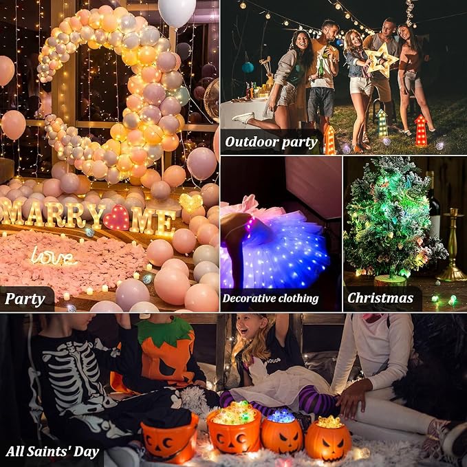 200pcs LED Purple Balloon Light, Round Led Mini LED Lights for Paper Lantern Balloon Indoor Outdoor Party Event Fun, Birthday Party Wedding Decoration Supplies